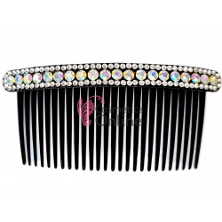 Pieptene din plastic BT016EE Negru pentru par sau Voal de Mireasa cu cristale